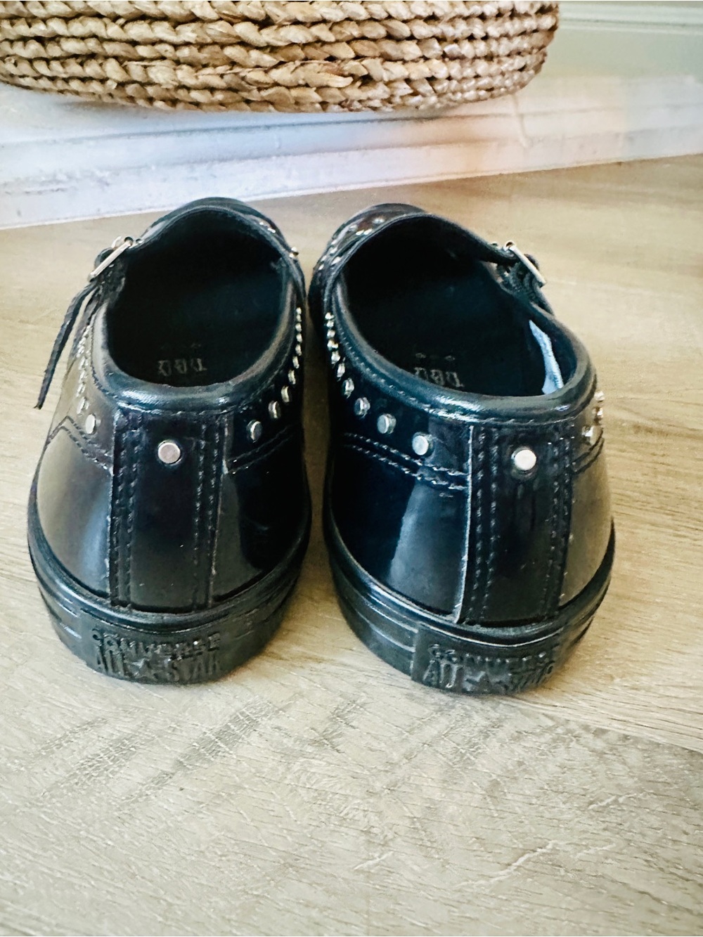 Converse Chuck Taylor All Star Dainty Mary Jane Studded Black Patent Shoes - Picture 5 of 7